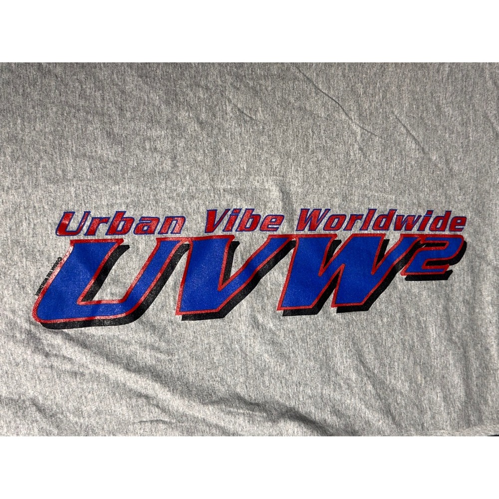 Vintage‎ Urban Vibe Worldwide Mens Graphic Long Sleeve Shirt Grey XXL UVW2 - Picture 3 of 10
